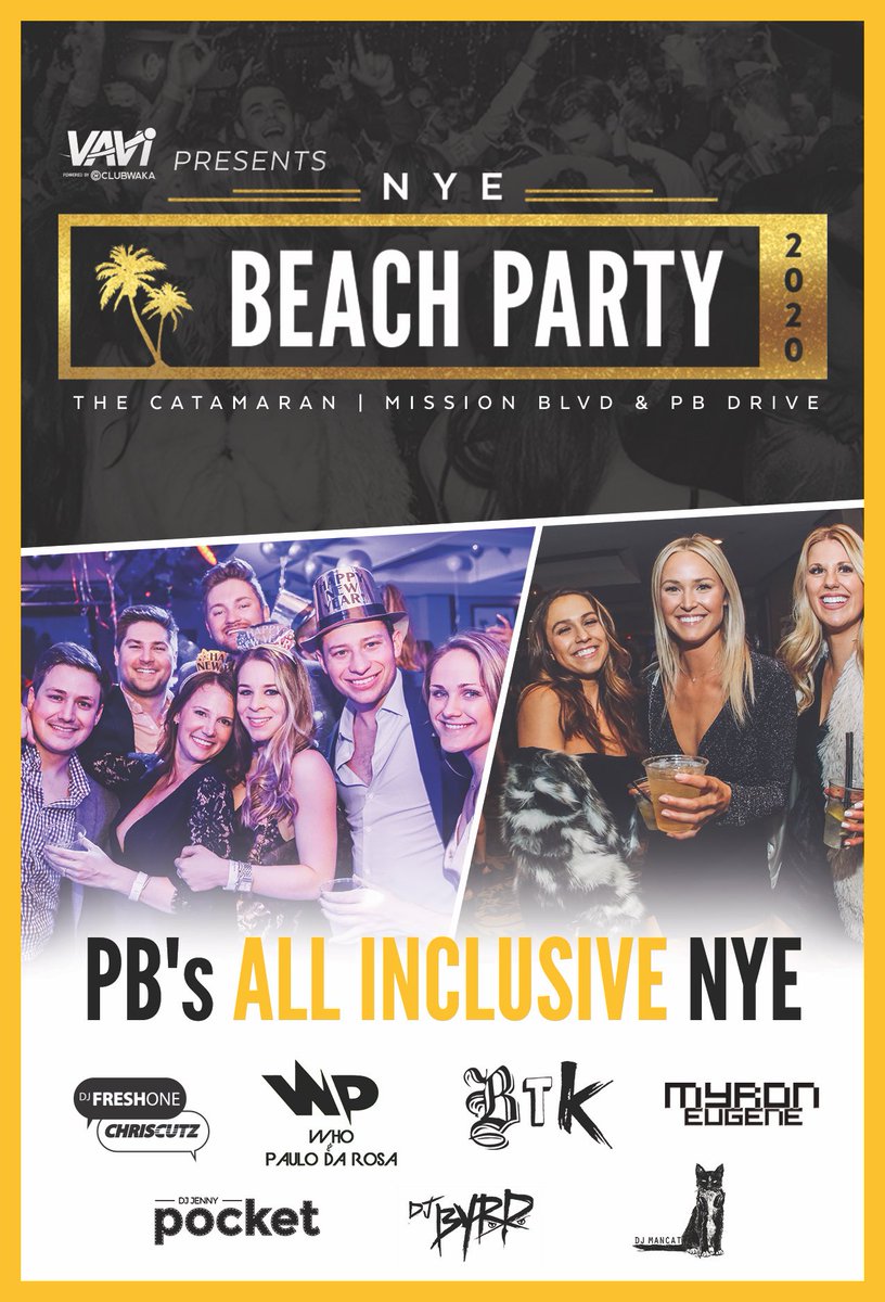 Get tickets now!! New Year’s Eve 🎉 for <a href="/GoVAVi/">Volo San Diego formerly VAVi</a>. All Inclusive NYE Beach Party 2020 @ Catamaran Resort Hotel and Spa!! Use code (WP) for $5 off at nyebeachparty.com
 #govavi #sleepinggiantmusic #newyearseve