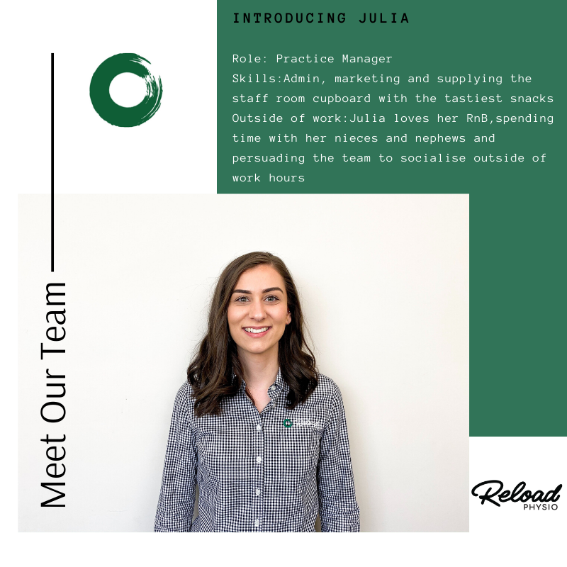 ReloadPhysio's tweet photo. #meetthecrew
​
​Introducing our Practice Manager Julia! https://t.co/eFC4sLimlO