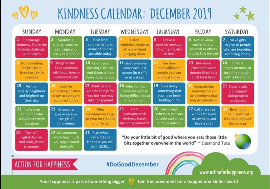 Because we can always make time for more kindness in the world! #kindnesscalendar #challengeaccepted