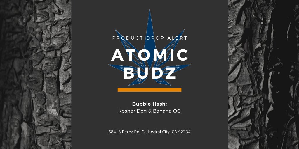 HollisterCanna's tweet image. Fresh bubble hash just landed in Cathedral City at @atomicbudzca. Stop by today and show them some love.

#BubbleHash #HollisterCannabisCo #AtomicBudz #CathedralCity #CannabisCommunity #CannabisCulture #CannabisIndustry #IndusDistribution #LegalWeed #420Life #PalmSprings  #760