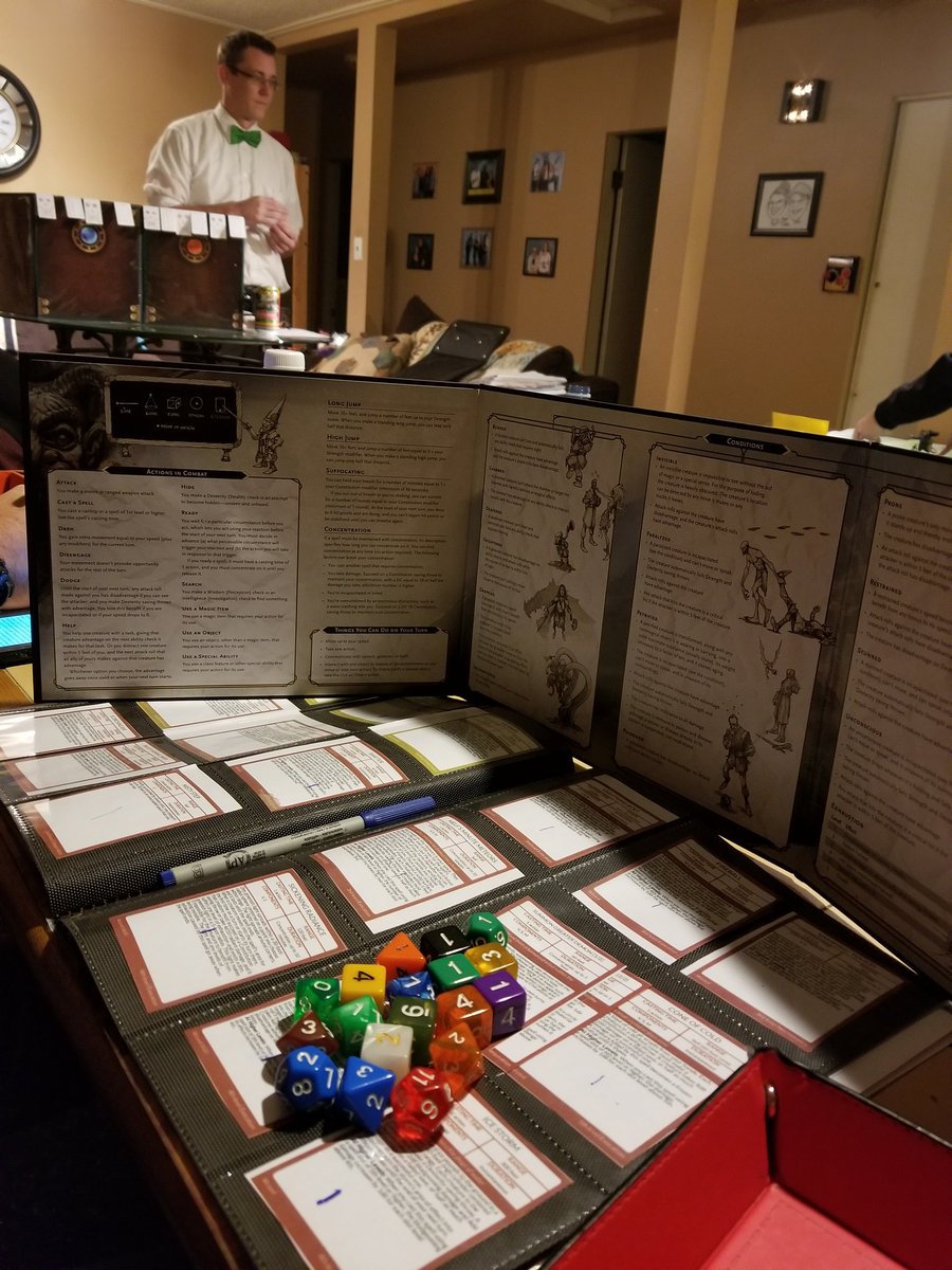 LooksLikeNick's tweet photo. When the DM is trying to be serious, so you throw up your own screen to make him laugh and remember how seriously funny this game can be. #dnd #dnd5e #dungeonsanddragons #homebrew https://t.co/h7SEtyAOBk