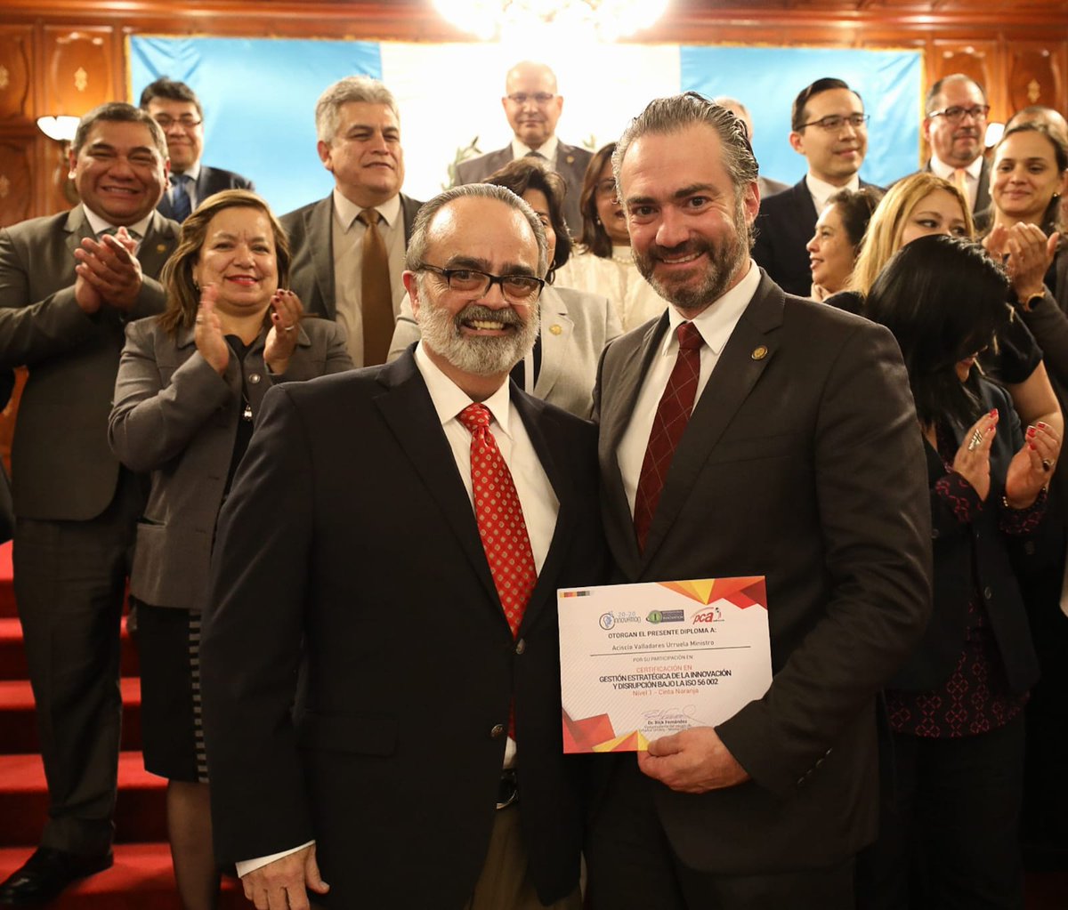 ¡Satisfecho por que hemos logrado un éxito más! @GUATEMINECO ha sido certificado en "Gestión Estratégica de la Innovación y Disrupción bajo la #ISO56002", nivel 1 #CintaNaranja

Los primeros a nivel mundial. 😁🇬🇹