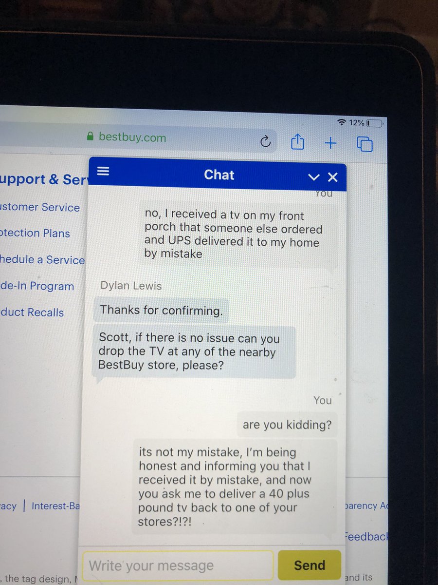 WasCardDed's tweet photo. I come home from work tonight, and find a TV has been delivered to my home by mistake. I’m an honest guy, so I contacted https://t.co/DusoYRTcFz on their website chat feature. This is part of their response! https://t.co/QndZYGv8vW