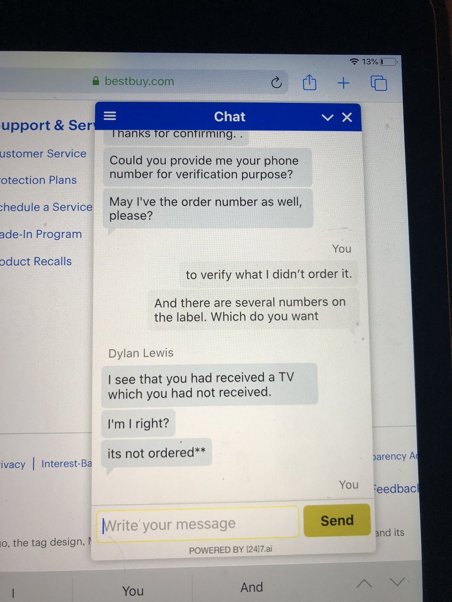 WasCardDed's tweet photo. I come home from work tonight, and find a TV has been delivered to my home by mistake. I’m an honest guy, so I contacted https://t.co/DusoYRTcFz on their website chat feature. This is part of their response! https://t.co/QndZYGv8vW