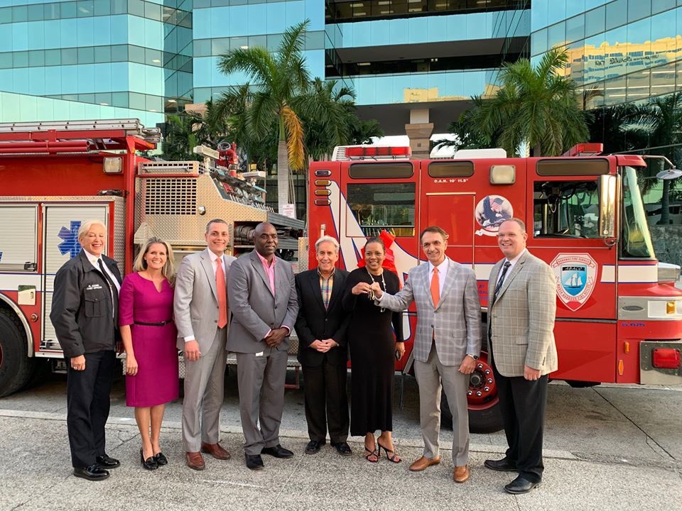 glassman4ftl's tweet photo. In the spirit of Giving Tuesday, our City donated a Fire Rescue truck to Marsh Harbor, Bahamas. Proud of our partnership with our Bahamian neighbors! https://t.co/KLnkgOF9Ue
