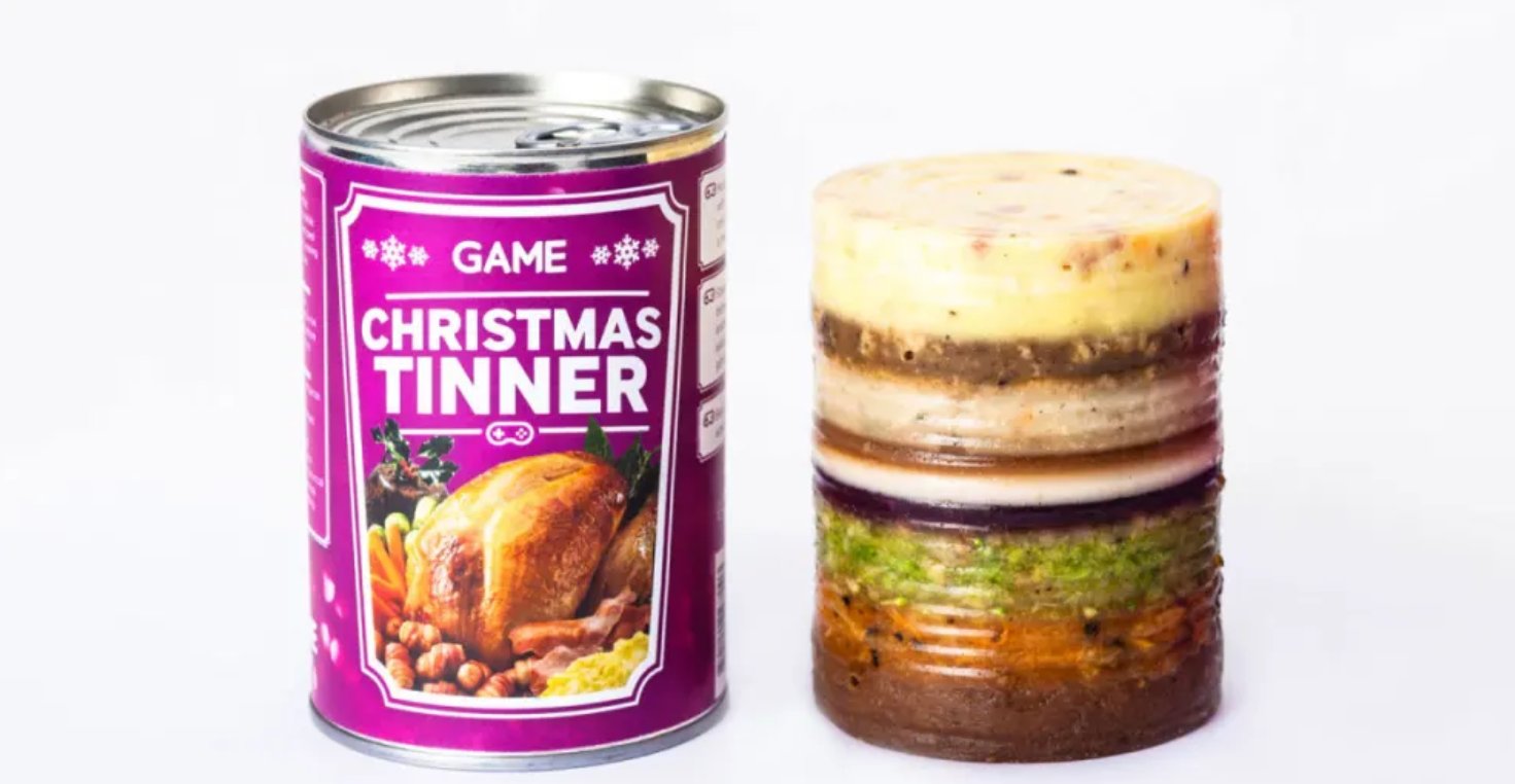 英国のゲーム小売 Game が今年も発売 ゲーミングチェアから離れたくないハードコアゲーマー向け クリスマスメニュー缶詰w 話題の画像プラス