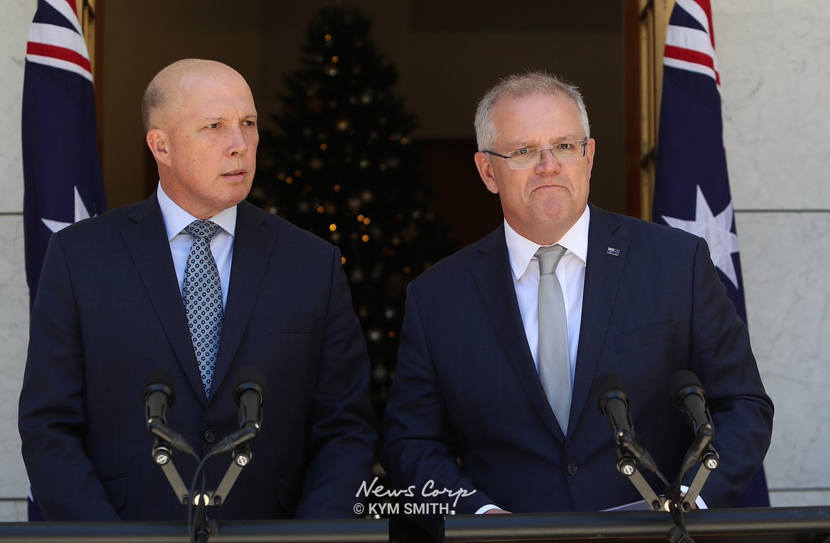 kymbo9's tweet photo. Home Affairs Minister @PeterDutton_MP  and PM @ScottMorrisonMP hold a press conference following the repeal of the medevac law. #auspol https://t.co/giMQSYxcsk