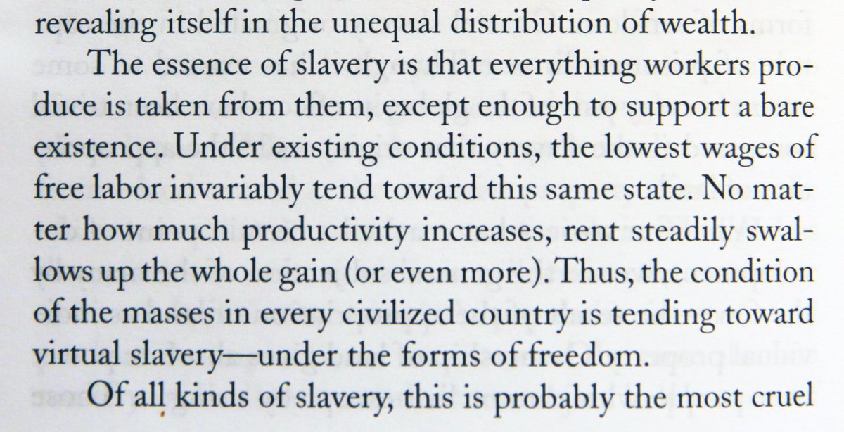 "except enough to support a bare existence."This was written in the 1870s.Do you see why a narrow focus on raising the minimum wage to a "living wage" but not being for EMANCIPATION of the wage earner in the 21st Century is so repugnant? #MinWage #basicincome  #LVT