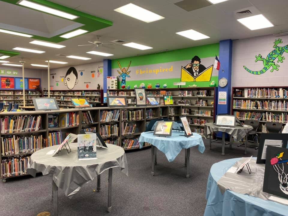 BenoldBMS's tweet photo. Check out the amazing art exhibits from students who submitted entries to the PTA’s Reflections Art Competition! Parents/Guardians, the artwork will be on display in the Benold Library Wed. & Thurs. during schools hours. @bjayroe1 @RebeccaAnne23 #eaglescreate https://t.co/eJMSyFBt17
