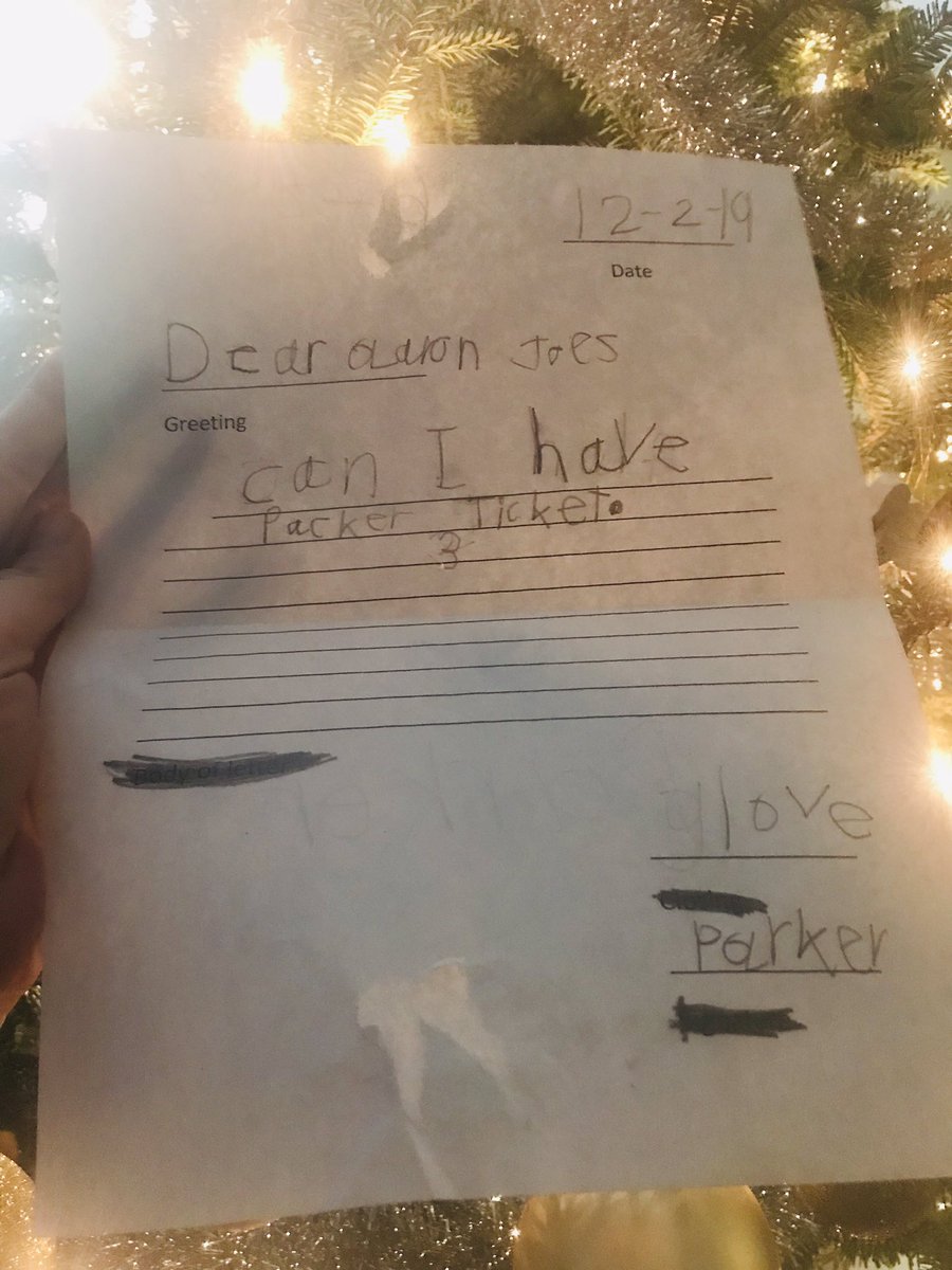 amicdesigner's tweet photo. My son is learning how to write letters in his 1st grade class. Looks like he picked his favorite Packer player @Showtyme_33 to write to instead of Santa ππ3οΈβ£3οΈβ£
@packers #GoPackGo #WisconsinBornandRaised https://t.co/lB4zIZAB21