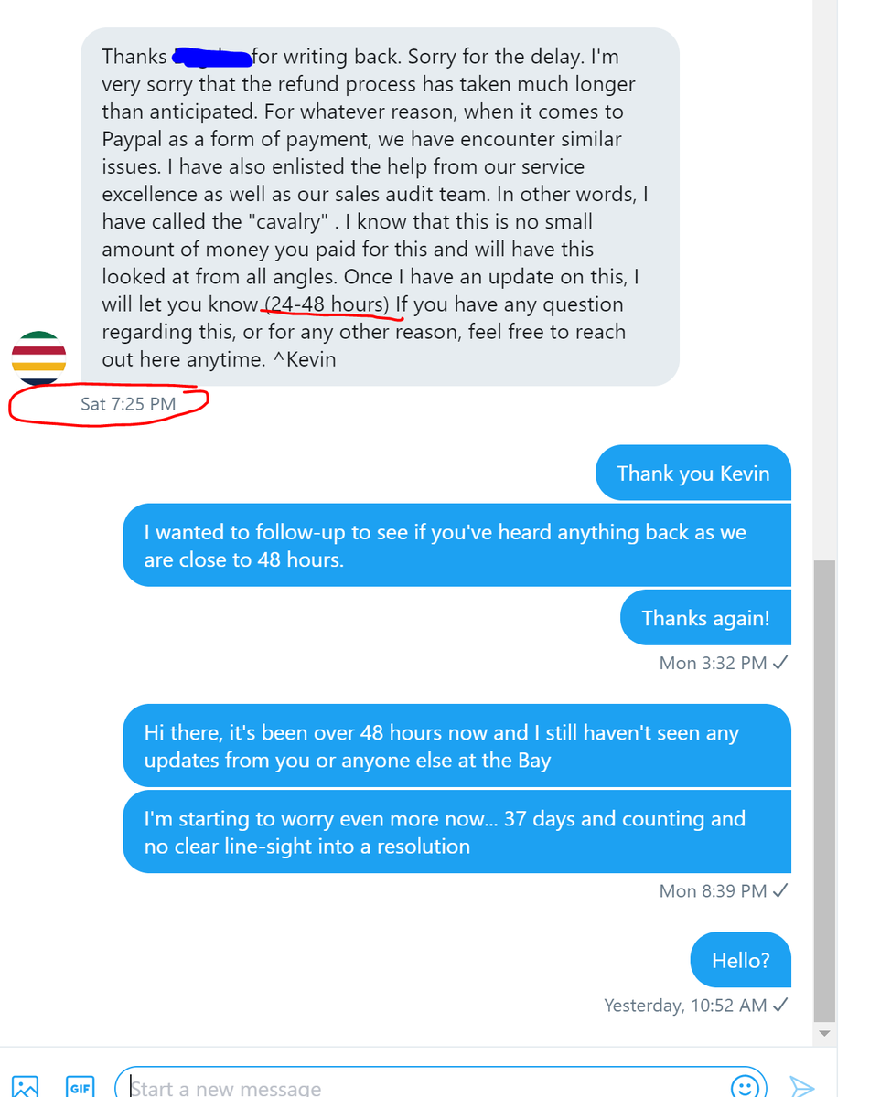 Flickerwisp3's tweet photo. Am I the only one having massive issues @hudsonsbay #hudsonsbay customer support?

39 days ago ordered $1500 watch. Box came EMPTY - no watch. Case started, approved for refund Nov 10, told to wait 10-14 biz days. We are now on biz day 18 and I have 0 updates. 

3.5+days since DM https://t.co/ywTHtBUCTx