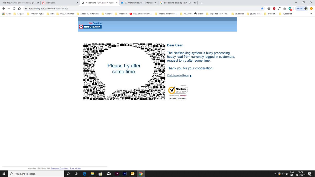 murugaskpm's tweet image. #hdfcbankdown still loading issue is persist
