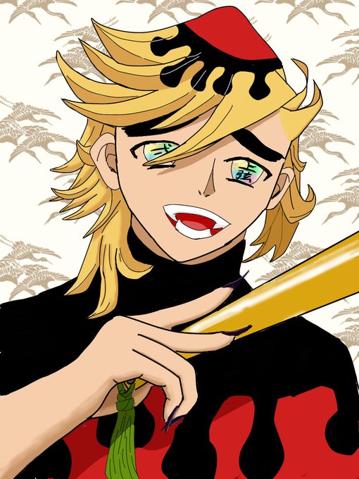 ゆにこさんがTwitterに投稿した童磨(鬼滅の刃)のイラスト。