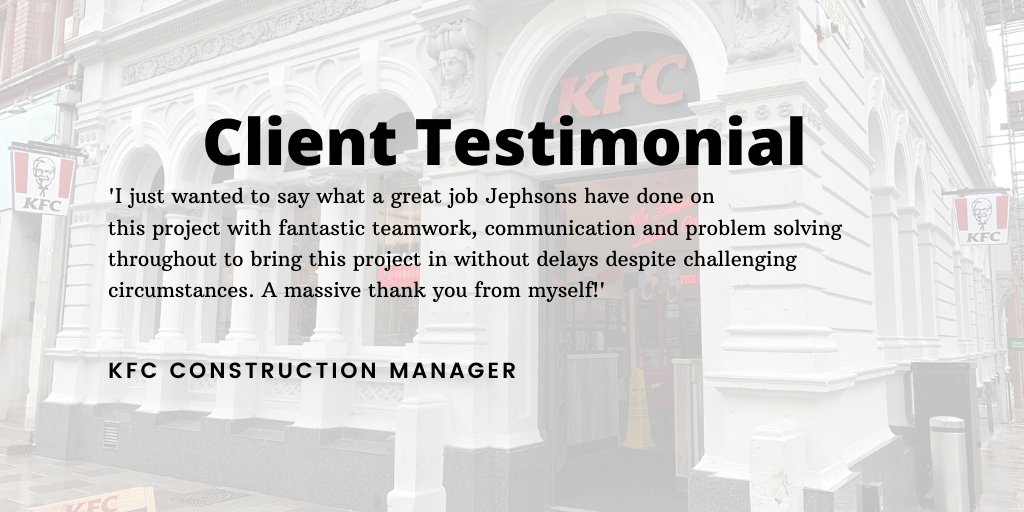 We are very proud of our #shopfitting team. Here is the feedback from our recent project for @KFC in #cardiffcity