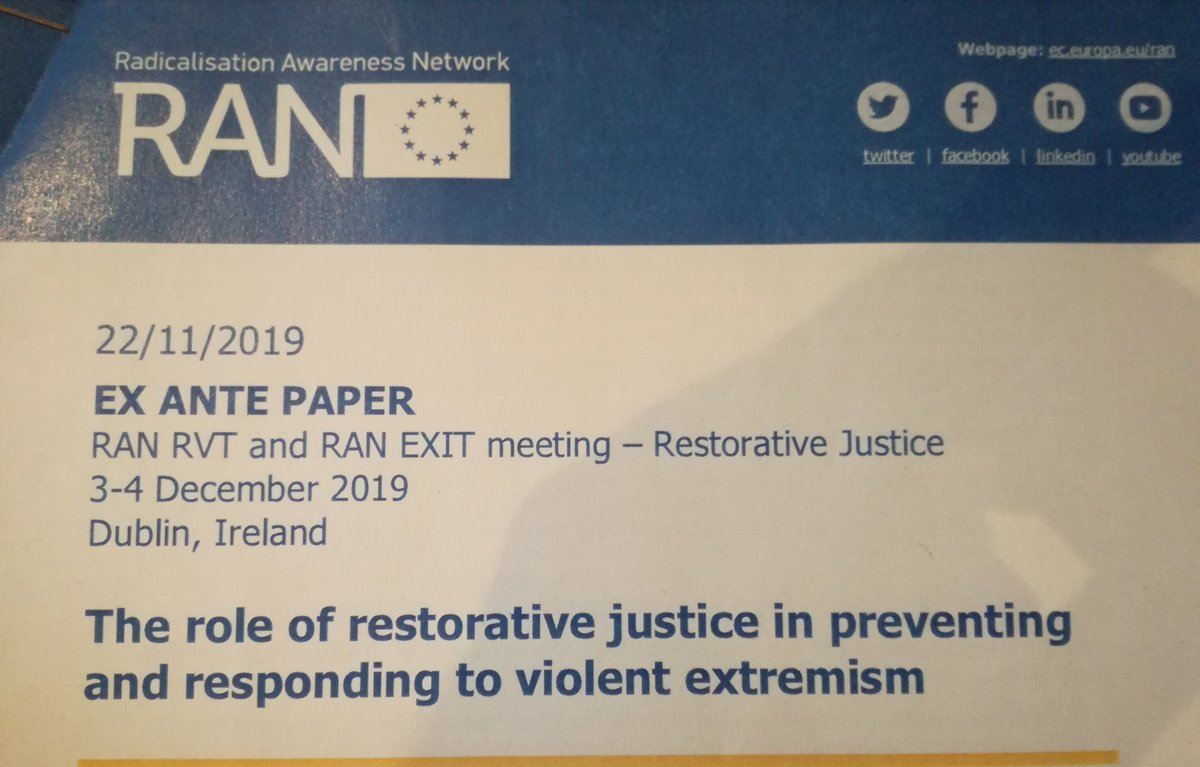 Fundacion_Buesa's tweet photo. ยซThe role of #RestorativeJustice in preventing and responding to violent #extremismยป @Fundacion_Buesa participates in Dublin in @RANEurope meeting with #RANEXIT #RANRVT & @EuForumRJ
#counterviolence #preventradicalisation https://t.co/uldjU8Icwc