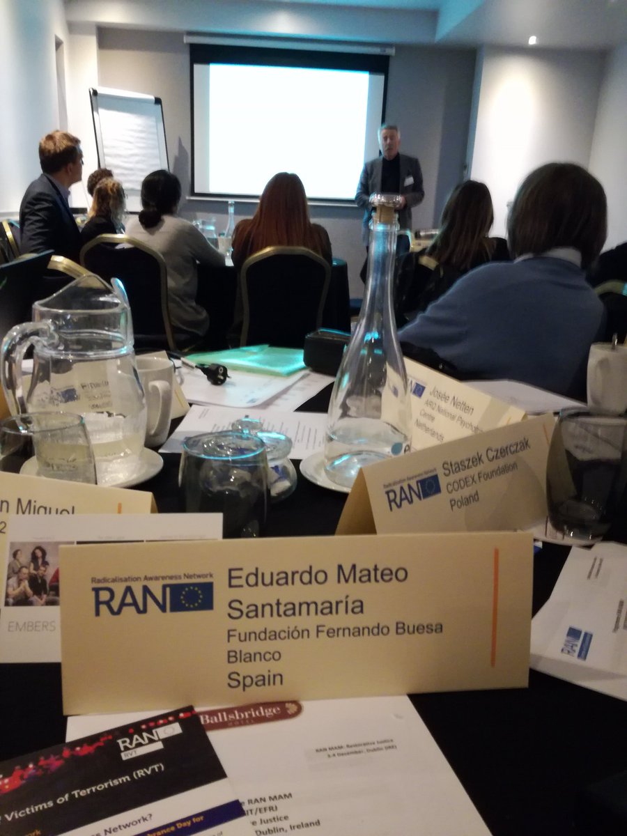 Fundacion_Buesa's tweet photo. ยซThe role of #RestorativeJustice in preventing and responding to violent #extremismยป @Fundacion_Buesa participates in Dublin in @RANEurope meeting with #RANEXIT #RANRVT & @EuForumRJ
#counterviolence #preventradicalisation https://t.co/uldjU8Icwc