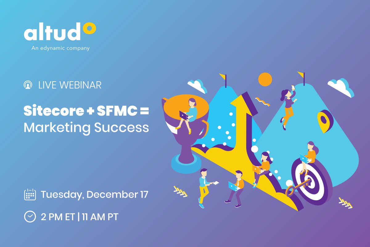 GoAltudo's tweet image. In our webinar on “Sitecore + SFMC = Marketing Success”, @ideazfactory247 and @sitecorevarun discuss how by combining CRM &amp;amp; MAP data with rich data sets from @Sitecore – marketers can personalize the web experience.

Register now&amp;gt;&amp;gt; bit.ly/33J2OGz