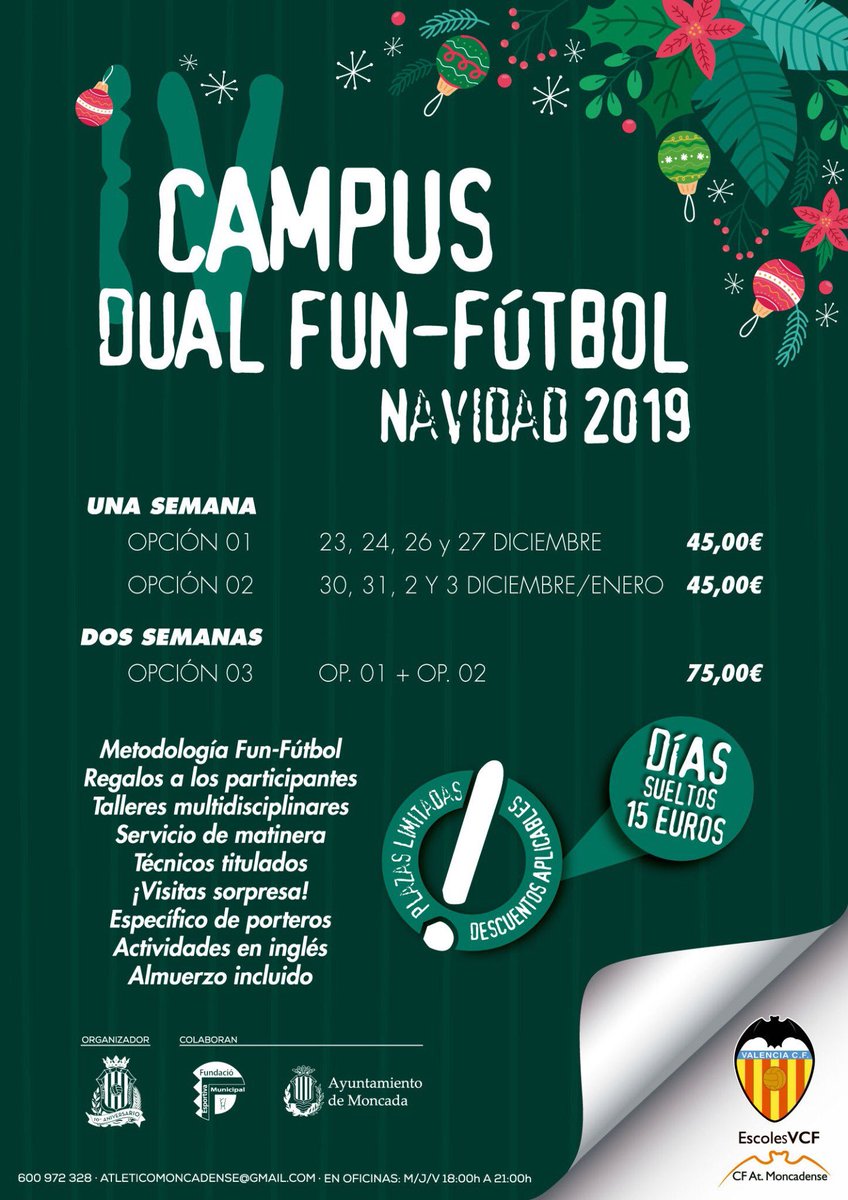 atmoncadense's tweet photo. ⚽️🎯CAMPUS ➖NAVIDAD 🤹🏼‍♂️🎄 

Ya tenemos preparada una nueva edición, tan divertida como siempre y con algunas SORPRESAS 🎁🎈🎉‼️

No dejes pasar el tiempo, TIC - TAC, TIC - TAC,... ⏳📆

PLAZAS LIMITADAS‼️

➕INFO 👇 https://t.co/PCj0KaZY9M