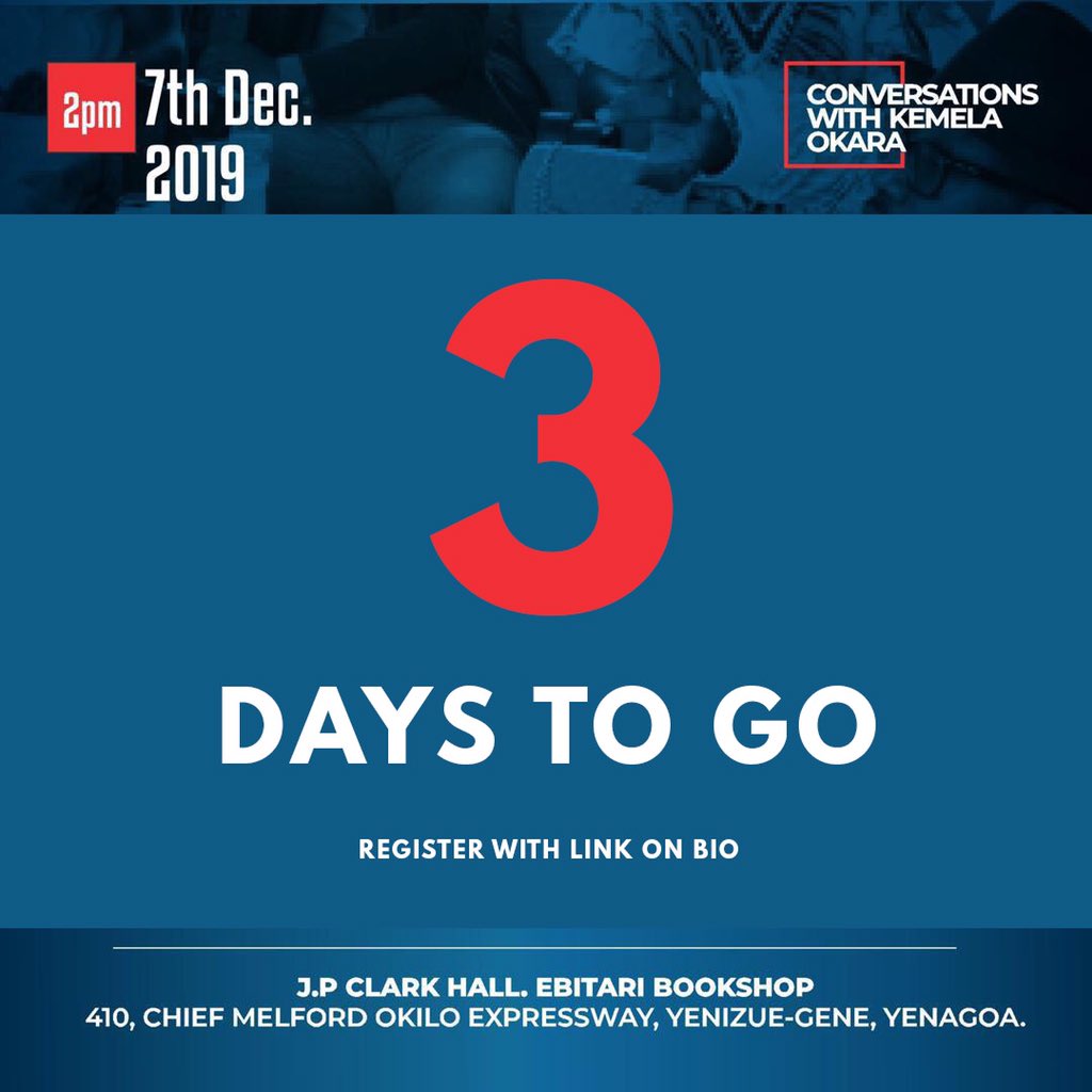 thecwko's tweet photo. It's 3 days to go.

Have you registered?

Register for FREE here, https://t.co/4WujdfuYd3

#KnowOkaraSeries #KO #KemelaOkara #ijawtwittercommunity #ijawTwitter https://t.co/stKlRFcay4