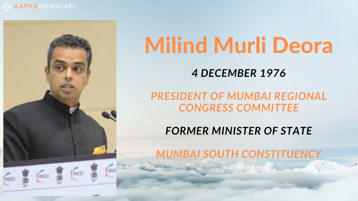 aapkaadvocate's tweet photo. Happy Birthday to Honourable Milind Murli Deora former Minister of State and Member of Parliament. https://t.co/Bqi5SRP0pH
@PMOIndia @mpa_india @SCJudgments @SupremeCourtFan 
#HAPPYBIRTHDAY #SatyamevaJayate https://t.co/zcrLnz5YuF