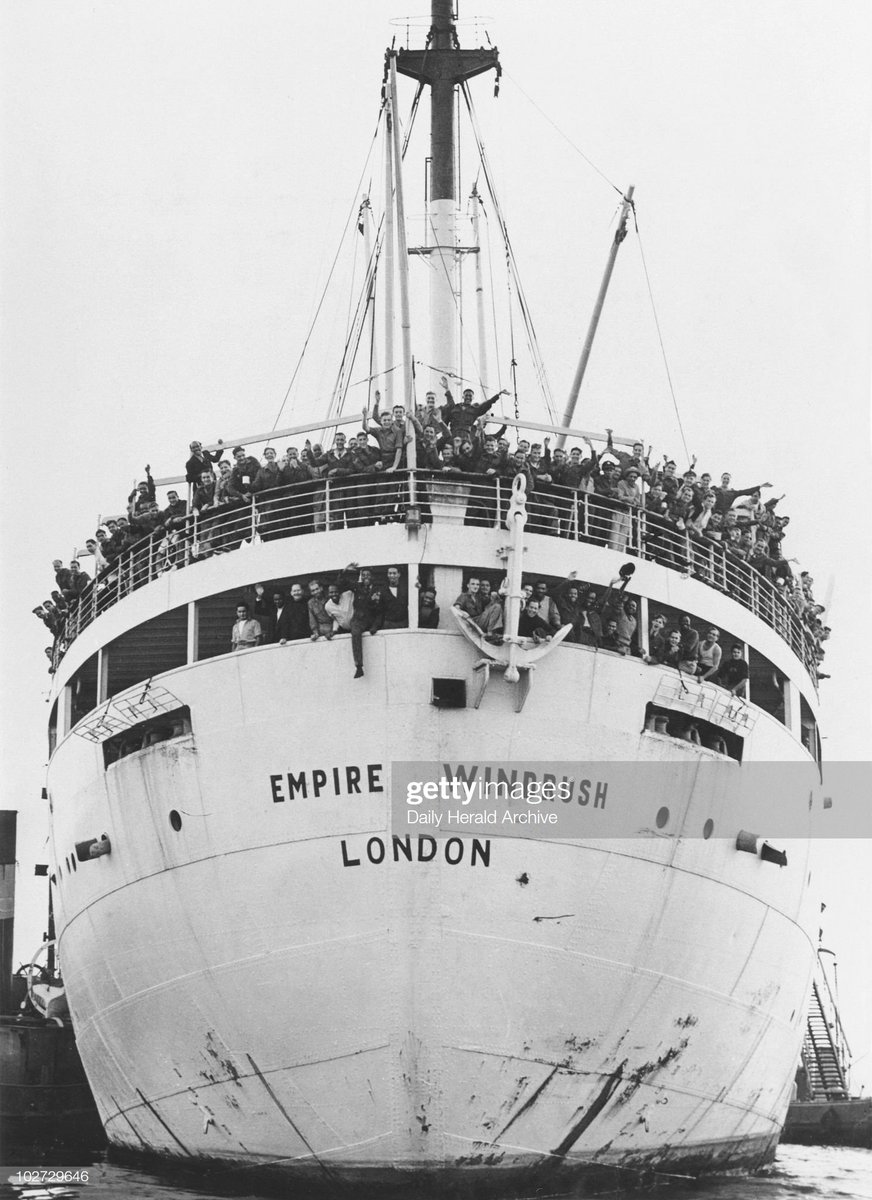 Just under 500 Jamaican immigrants arriving at Tibury Docks in Essex, 22nd June 1948 on The former troop ship 'Empire Windrush', ready to start their new lives. Photo Daily Herald Archive