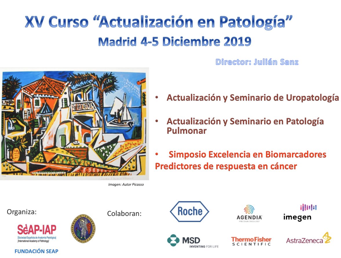 lara_pijuan's tweet photo. Hoy y mañana en Madrid tiene lugar el XV #CursoActualización2019 en #Patología con temas de #GUPath, #Biomarcadores y #pulmpath
Yo no me lo pierdo 🤓 #SEAP2019 https://t.co/nzmbH8xJQy