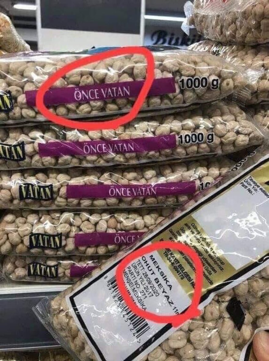 ceyhunirgil's tweet photo. Hamaset ile ticaret

Nohut
Bak nohut diyorum

Çitfçiyi, tarımı öldür
Anadolu’nun nohutunu Meksika’dan al, paketle, sat

Sonra “önce vatan” 

 “milli ve yerli” edebiyatının riyakar sonuçları https://t.co/ElWIDEncz3