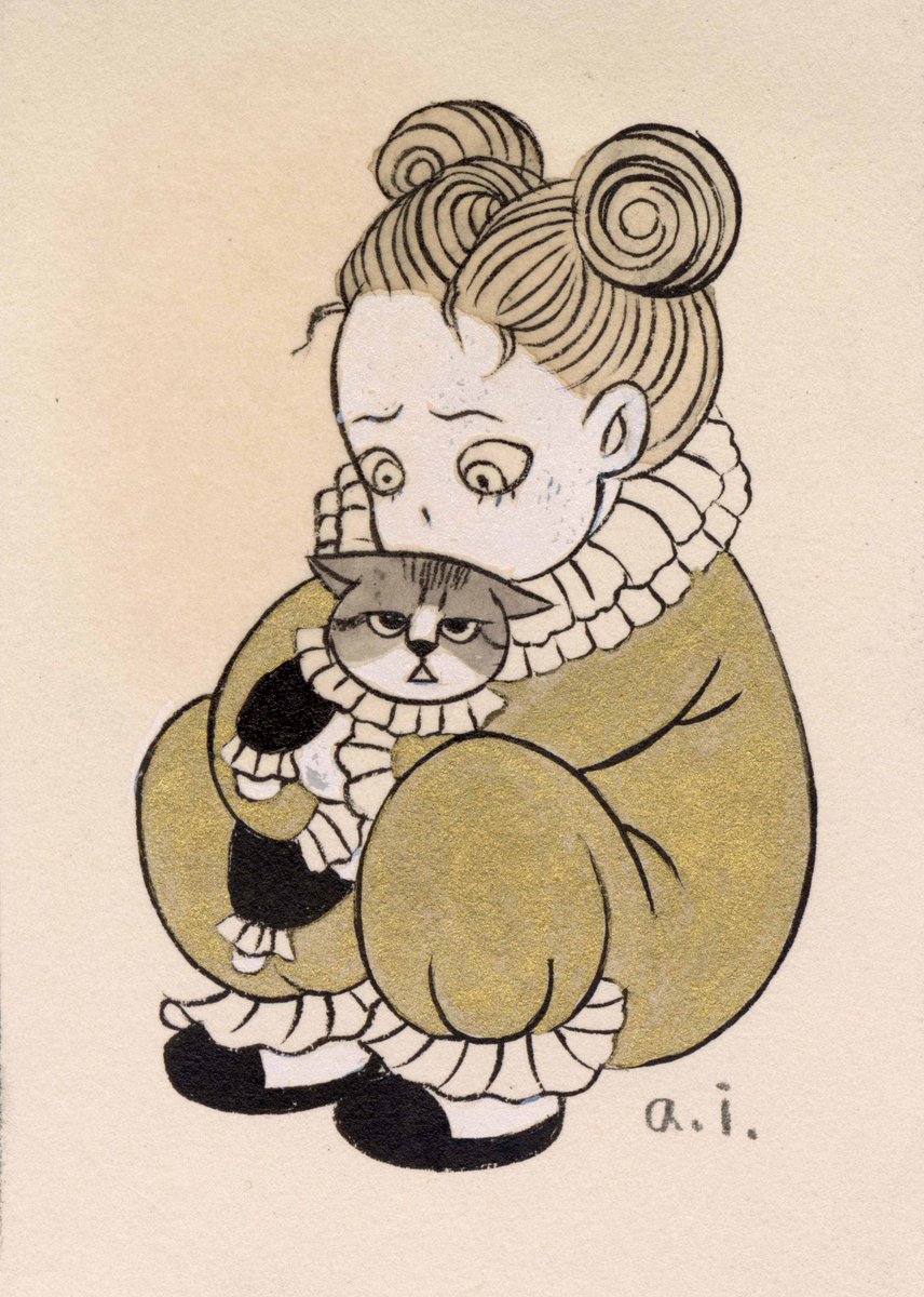 「石黒亜矢子個展「九つの星」描き下ろし作品「私の猫」売約済。 」|石黒亜矢子のイラスト