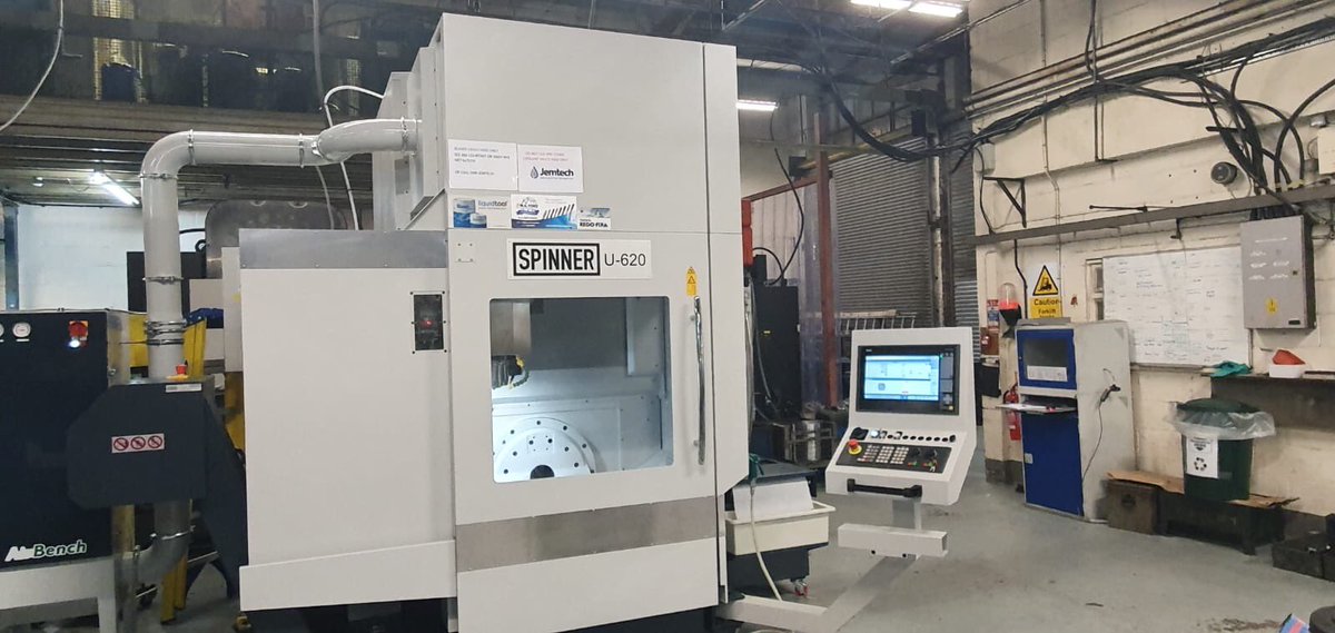 wmtcnc's tweet photo. 5-Axis Spinner U620 c/w 32 tools, 12K Big Plus Spindle, Scales, Hugh Pressure CTS, @BlumNovotestUK probing, @Siemens 840DE control
and full Turnkey installed this week at MetalTech
#5axis #turnkey #offcomplete https://t.co/faadim9Vae