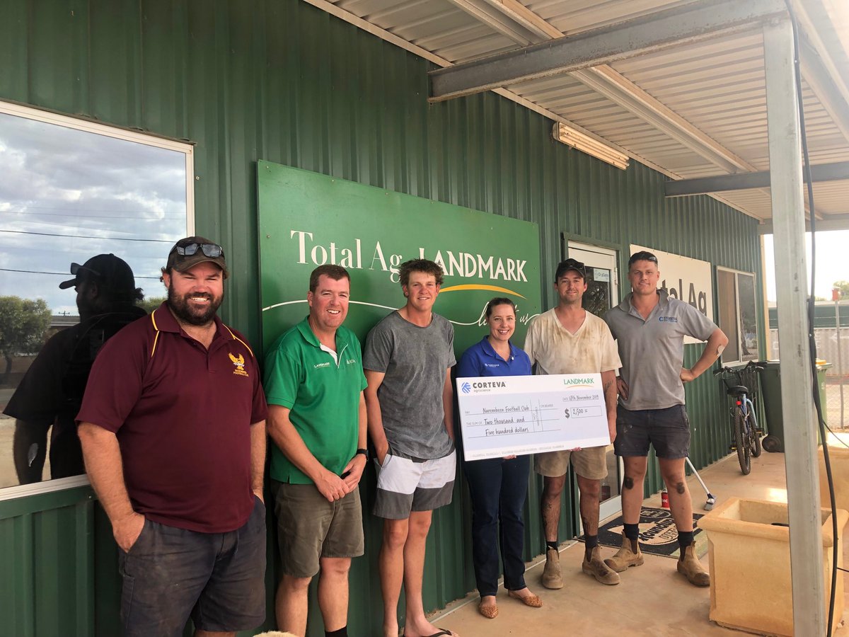 LyonAzza's tweet photo. Thanks to Corteva Representative Linda Viviers for the $2500 Cheque for the Narembeen Football Club. It will go towards purchasing new Jumpers for the club. 🦅 https://t.co/9MbOZ4Yj78