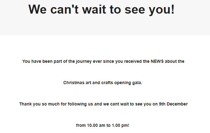We are holding a CHRISTMAS ART and CULTURAL crafts fair opening gala on Monday 9th December.  

We would like to give an opportunity to the online community to attend this, could this be something of interest to you?

Share your email address