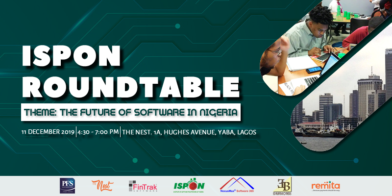 isponnigeria's tweet photo. Join us at our roundtable themed: The Future of Software in Nigeria on Wednesday, December 11, 2019 at @nesthubng. The event is free but registration is required here: https://t.co/J9nVSrCaJb #softwareNigeria #isponroundtable #ispon cc:@okeremiyele @basamta https://t.co/qTc0nma8sn