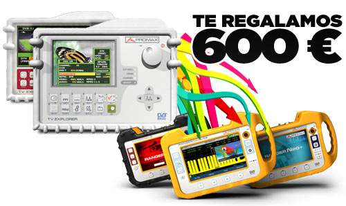 PROMAX_noticias's tweet photo. Renueva tu TV EXPLORER antes del apagón de la SD. Si tu medidor no soporta la HD ¡no podrás usarlo! A cambio de tu #TVEXPLORER (sin importar modelo o estado) te haremos un descuento de hasta 600€ por la compra de un #RANGERNeo de última generación: https://t.co/bVSrmLqpFm https://t.co/zO0Kz4w6W5