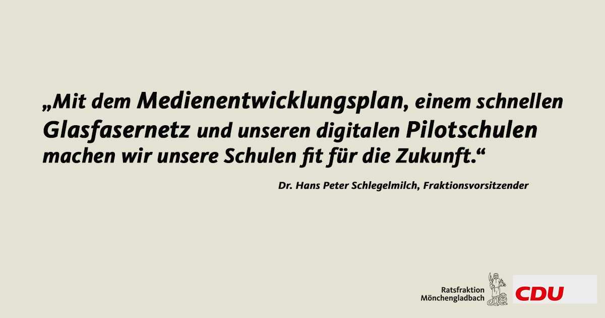 CDU_MG's tweet photo. Mit Fördermitteln aus dem Digitalpakt NRW investiert die Stadt mehr 15 Millionen Euro in die Digitalisierung von Unterricht und Schulen. Per Glasfaser werden alle Schulen an die Datenautobahn angeschlossen. Wir treiben den digitalen Strukturwandel voran. https://t.co/GYHJMu0TFa https://t.co/sHu4drl4gA