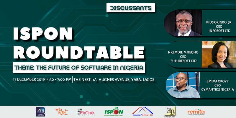 isponnigeria's tweet photo. @MissUwaje @EmekaOkoye and Pius Okigbo, Jr. will be the discussants on the panel. The event is free but registration is required here: https://t.co/J9nVSrCaJb #softwareNigeria #isponroundtable #ispon cc:@okeremiyele @basamta https://t.co/CkShHnGaAS