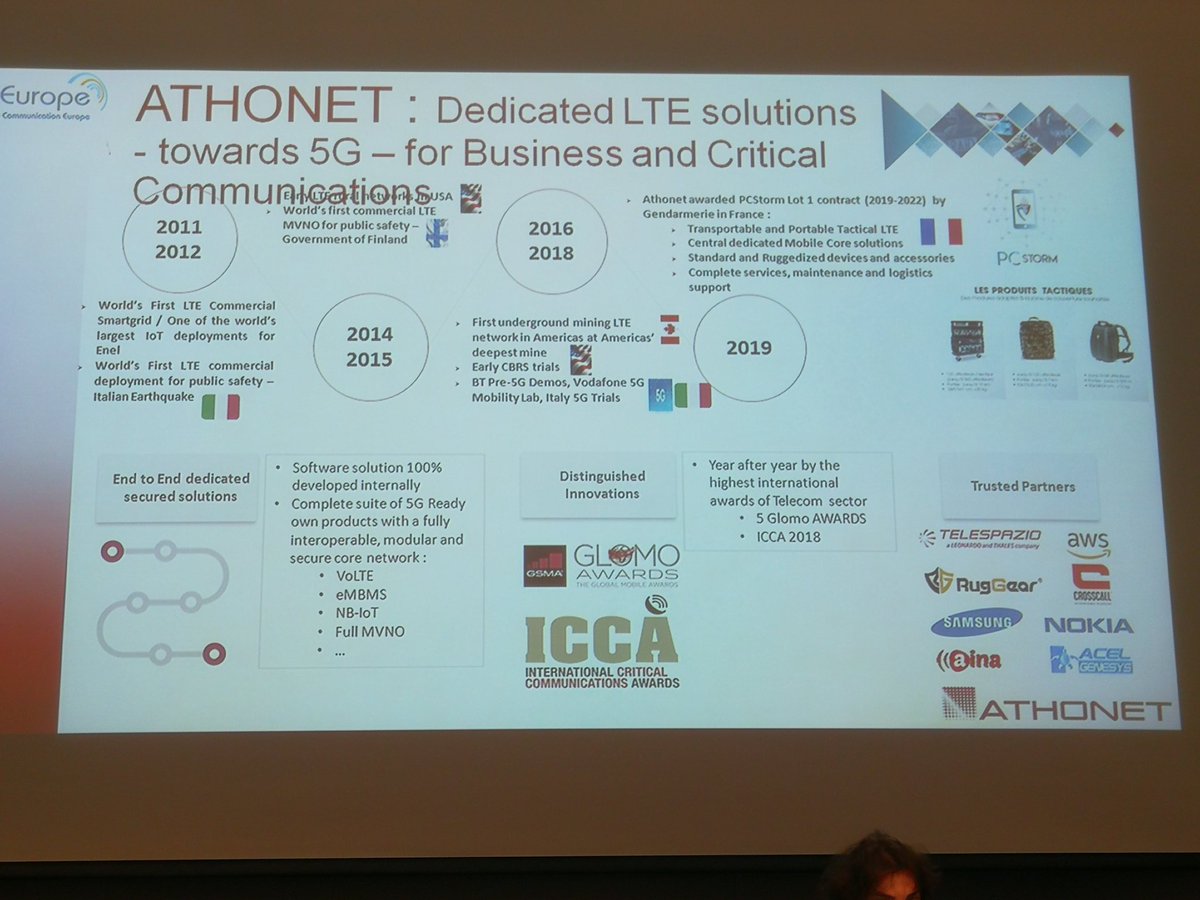 PeterClemons11's tweet photo. Great to see Head of @Athonet_PriMo #France & good friend, Massimiliano Gianesin explaining #Athonet's innovative #privatelte products, successes inc 4 @GSMA #Glomoawards 2019 & active participation in French MoI #nextgen #PCStorm at @psc_e. Conference #Paris. Truly impressive! https://t.co/ppGFvz6I67