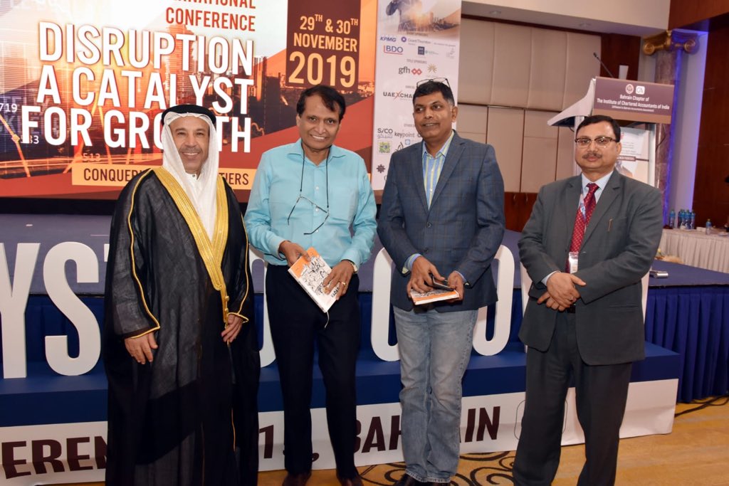 PraharajArun's tweet photo. Thanks to #BCICAI for organizing such a wonderful Annual International Conference in #Bahrain with a relevant topic“Disruption A Catalyst For Growth”.Amazing Galaxy of Speakers at an Amazing Event! 
Proud to be a part of the CA fraternity! @PMOIndia @IndiaInBahrain @sureshpprabhu https://t.co/7vMoY6oMiS