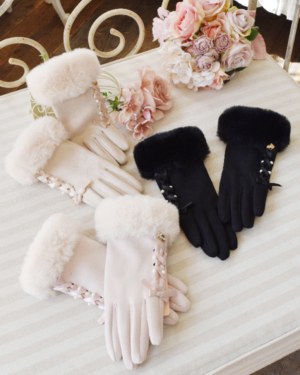 平成レトロLIZ LISAファー付きベージュ手袋 ⑅୨୧ New arrivals ୨୧