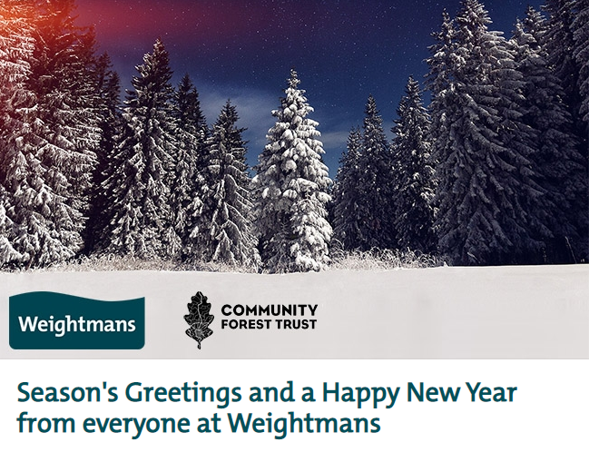 Weightmans's tweet photo. We must work collaboratively to take action on climate change, reduce our carbon footprint &amp; adopt sustainable practices. This year we have made a donation to the #CommunityForestTrust in lieu of Christmas cards. More info on our environmental programme: https://t.co/YV1J6cRju1 https://t.co/WFqg7iZhIv