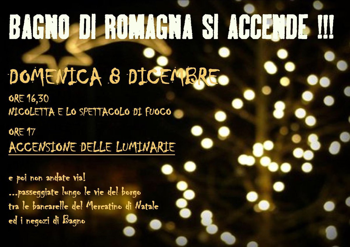 ProBagno's tweet photo. Bagno di Romagna si accende!!! #luminarie #bagnodiromagna #natale2019 #terme #turismo @UNPLI @UnpliER @RegioneER @turismoER @CiaoEmilia @CesenaToday @ForliToday https://t.co/K4Hw8qd46X