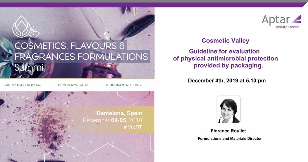 aptar's tweet photo. Discover the guideline for evaluation of physical antimicrobial protection provided by packaging and join the conference with Florence Roullet, Director of Formulations and Materials. #AptarBeautyAndHome #FormulaProtection #ProtectivePackaging https://t.co/k7wNR0ddFD