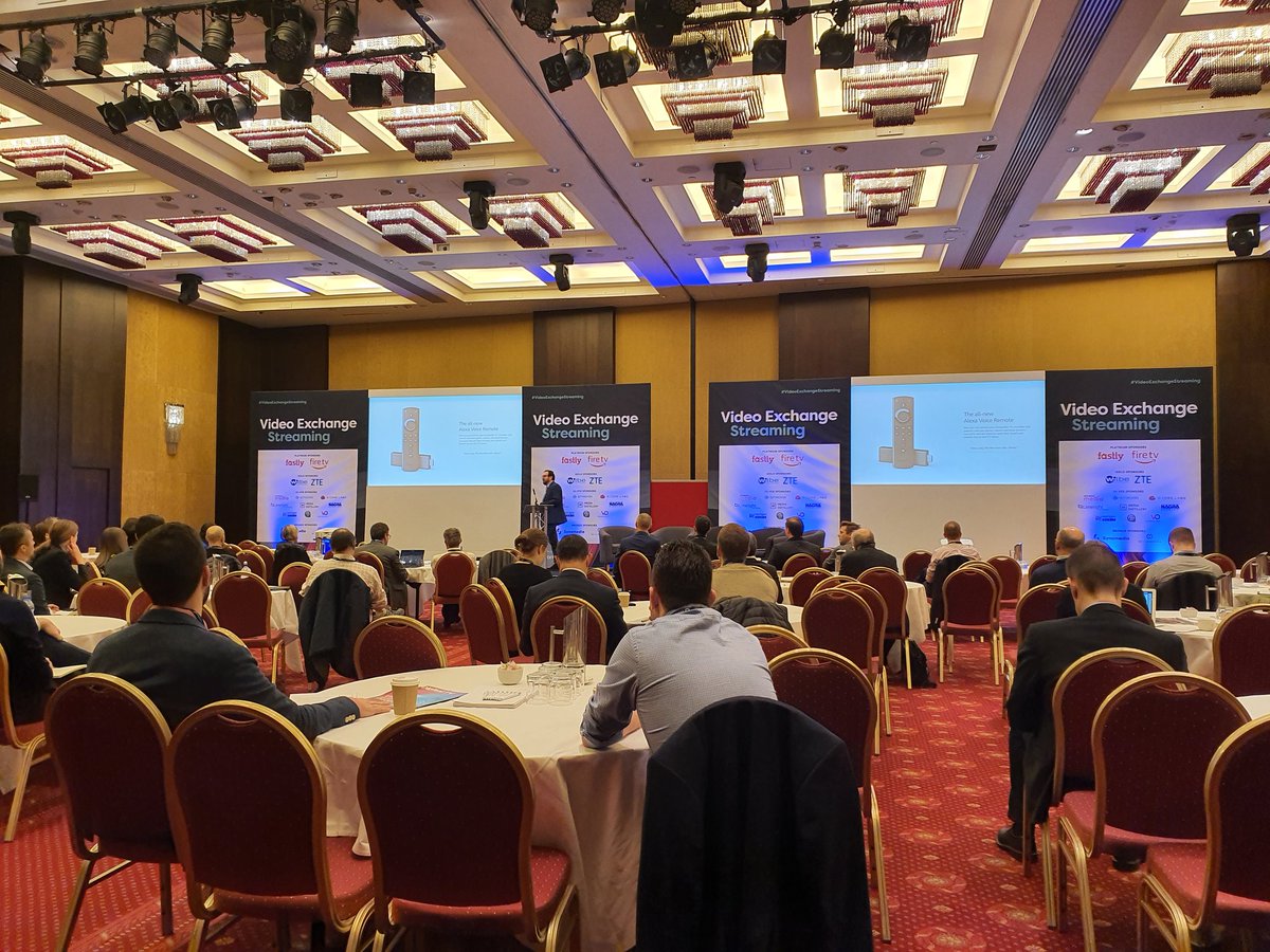 VideoExSeries's tweet photo. Revved up for day 2 of #VideoExchangeStreaming. Kicking us off is @Amazon's Mario Viviani with a talk on enhancing engagement and improving #discoverability in #SVoD. #amazon #firetv #alexa #voicerecognition #ott #streaming https://t.co/nzPE92m55a