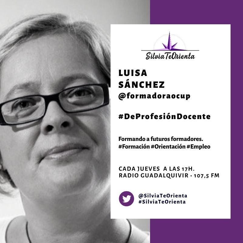 SilviaTeOrienta's tweet photo. En el programa #SilviaTeOrienta de mañana vuelve la sección #DeProfesiónDocente de @formadoraocup con todo lo relativo a la #formación y al #EmpleoDocente 

Será a partir de las 17h en Radio Guadalquivir 107.5FM y online https://t.co/jf409dFQdW