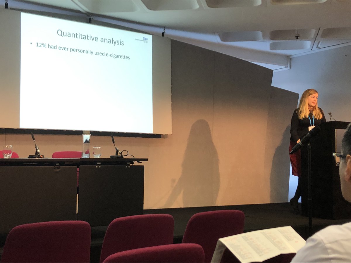 Proud to support <a href="/JessicaCG15/">Jessica Gates</a> presenting our survey of doctors’ perceptions of e-cigarettes at #BTSWinter2019 #BTS @PHTresearch @QAHospitalNews