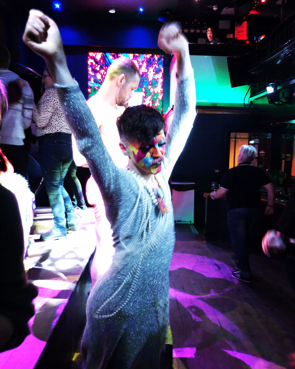 Sprattyspratt's tweet photo. A pic of @StefanFae dancing on opening night of “Overfired” radiating joy, rebellion and pure energy. Him and @ladykcreates are the perfect duo in this flawless side splitting, foot tapping tender show. DONT MISS IT ITS PERFECT! @projectarts for the rest of the week @9.15 ❤️ https://t.co/cpQoaReasN