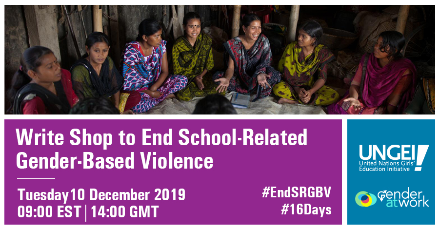 School-related gender-based violence (SRGBV) is a human rights violation happening in every country in the world.

On #HumanRightsDay, join our global write shop to learn, exchange and make your voice heard in the movement to #EndSRGBV → bit.ly/EndSRGBV-Write… #16Days