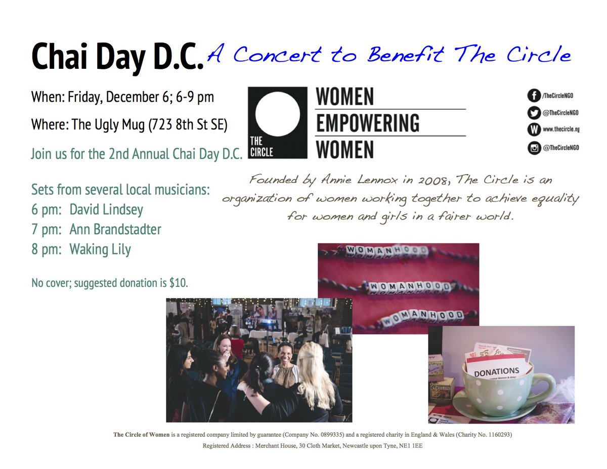 ChaiDay2's tweet photo. For our supporters across the pond! Members of The Circle are putting on a concert this Friday to fundraise for our Chai Day projects. Head along for some fantastic music for a good cause.

#ChaiDay #GlobalFeminism https://t.co/Xy7V470GFQ