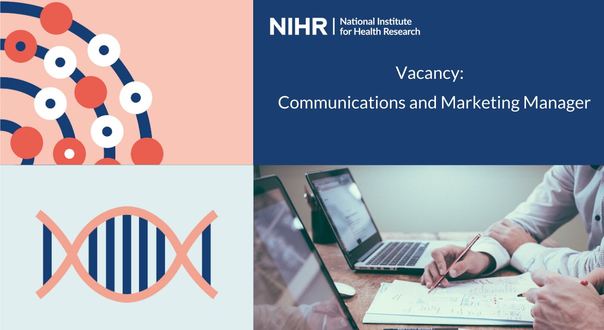 NIHR is recruiting a #Comms &amp; #Marketing Manager to share stories of influential public involvement, participation and engagement in health and care research and to disseminate important #researchevidence. Join us in lovely Twickenham! nihr.ac.uk/vacancies/comm… #healthcomms #PPIE