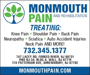 Jersey Shore Online is sponsored by Monmouth Pain and Rehabilitation. They have offices in Forked River, Freehold Wall and Shrewsbury. For information or appointments, call 732-345-1377 or visit monmouthpain.com