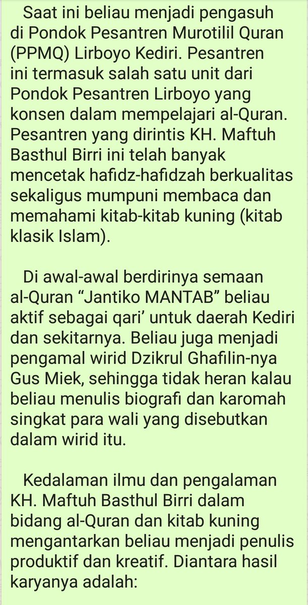 pondokkrapyak's tweet photo. Ikut berbela sungkawa sedalam dalamnya atas wafatnya KH. Maftuh Basthul Birri, pengasuh PPMQ Lirboyo.
Semoga amal ibadah &amp; perjuangan beliau diterima Allah SWT.
Semoga kita semua dpt meneruskan jihad ilmu &amp; al Qur'an beliau.
إذا مات العالم ثلم في الإسلام ثلمة لا يسدها الا خلف منه https://t.co/kzGjG6acID